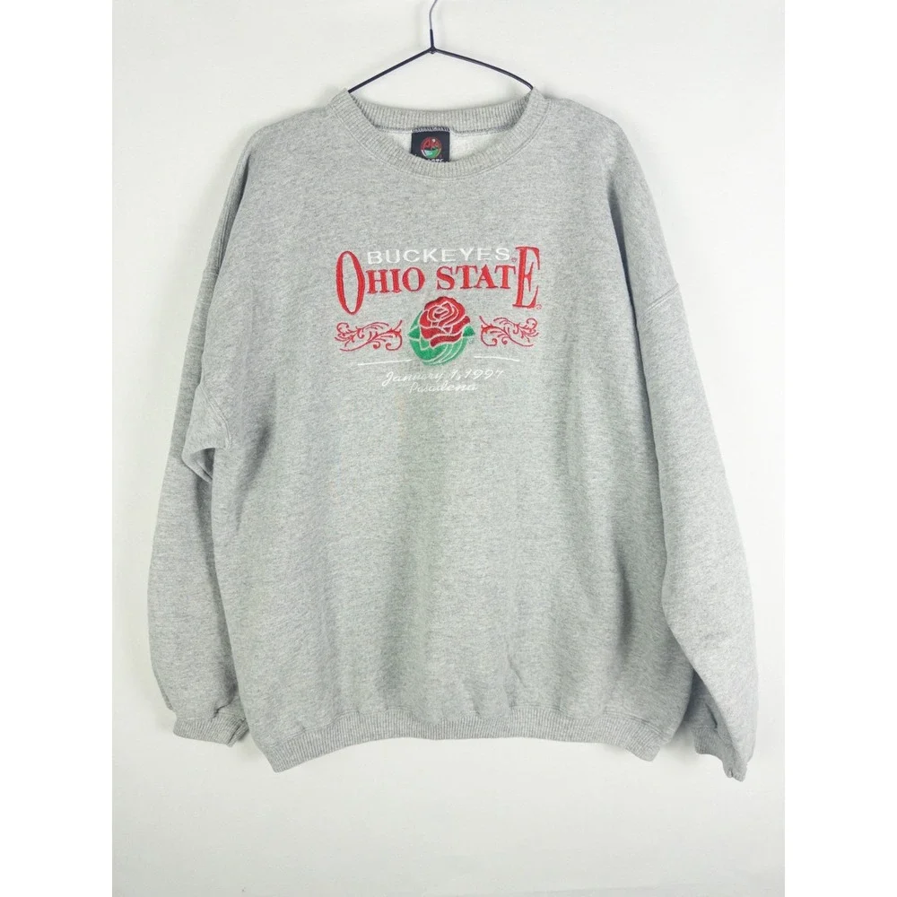 Vintage 1997 Rose Bowl Ohio State Buckeyes Crewneck Sweatshirt Mens XL Gray USA